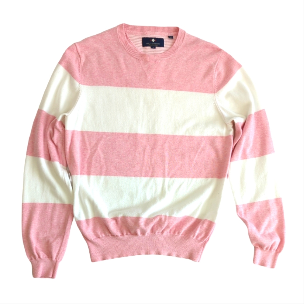 Argyleculture sweater, bold pink & white stripes, women's medium